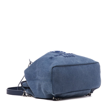 Chanel Canvas Sequin Large Deauville Backpack Navy 3 of 10