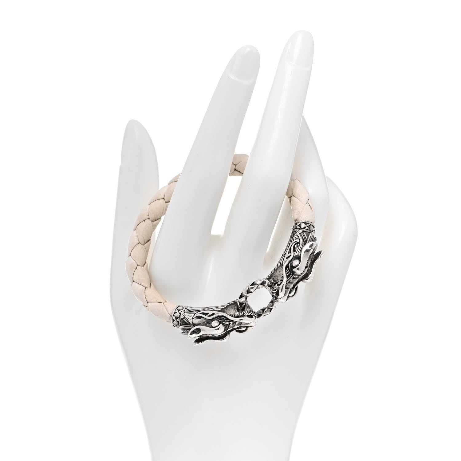 John Hardy Sterling Silver Leather Naga Dragon Legend Bracelet White 2 of 5