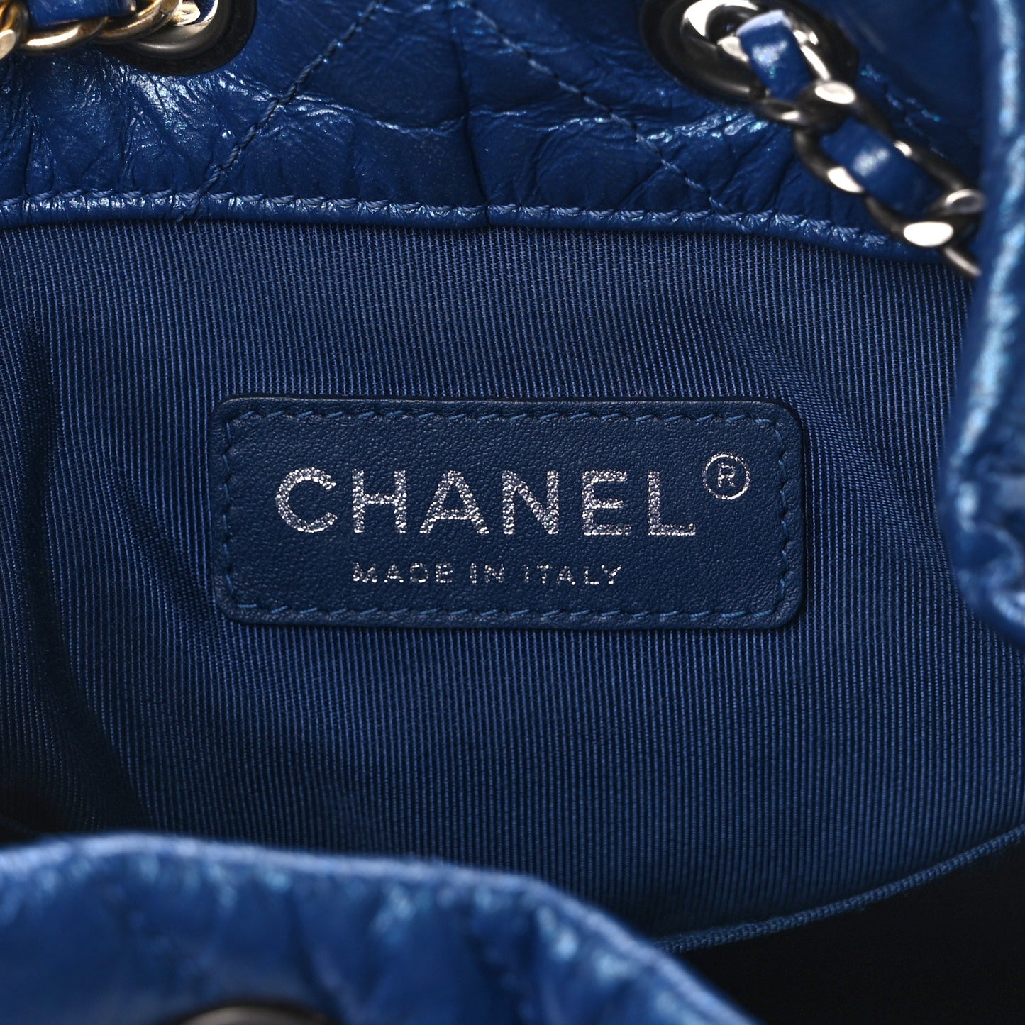 Aged Calfskin Chevron Quilted Small Gabrielle Backpack Blue