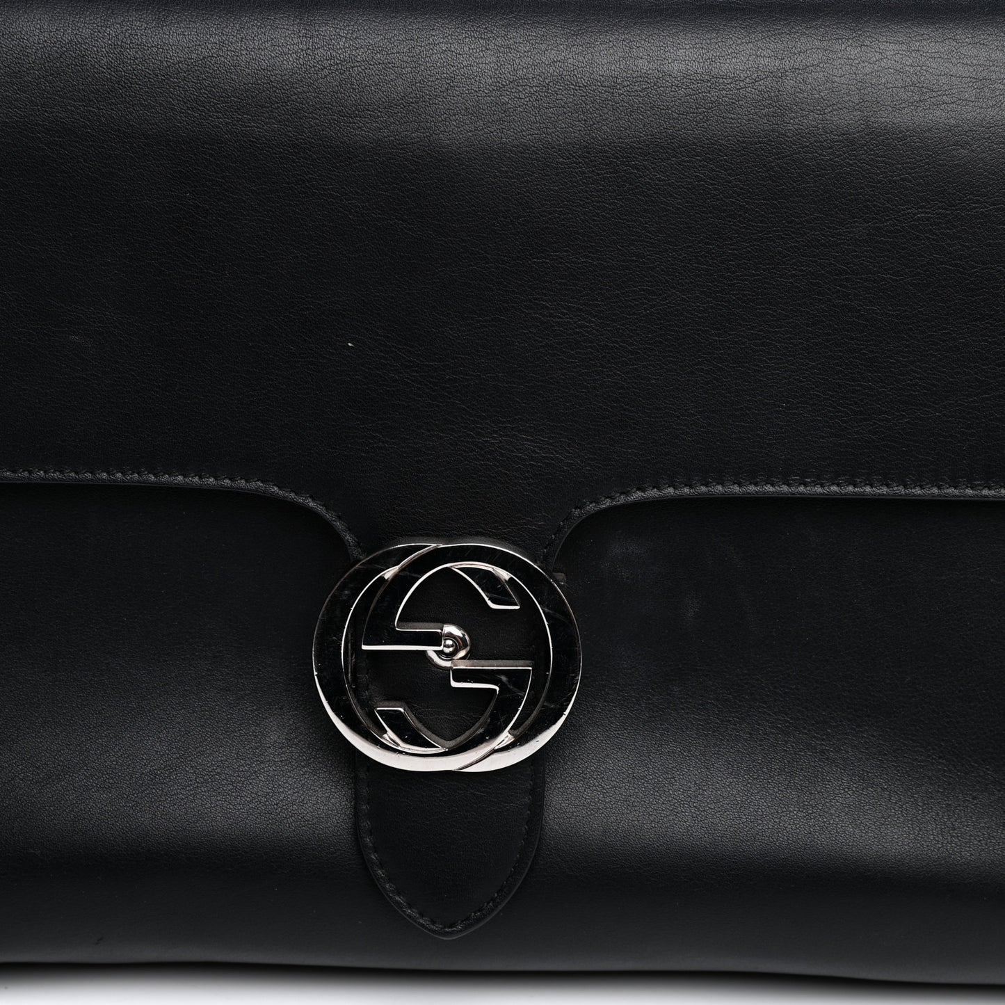 Moon Calfskin Medium Interlocking G Shoulder Bag Black