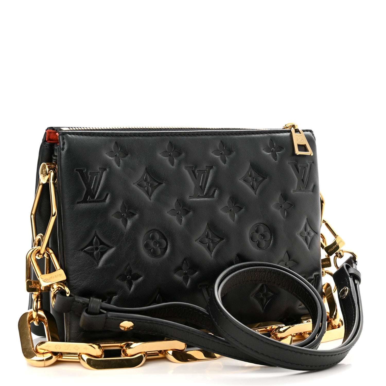 Louis Vuitton Lambskin Embossed Monogram Coussin BB Black 3 of 10