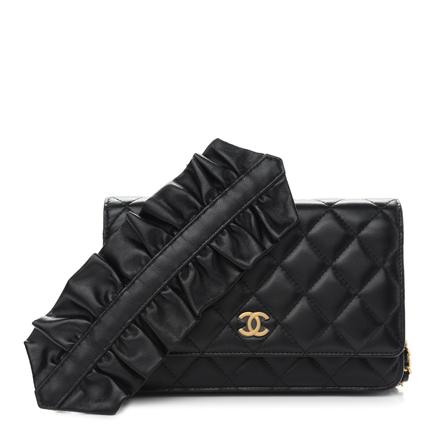 Lambskin Quilted Romance Wallet on Chain WOC Black