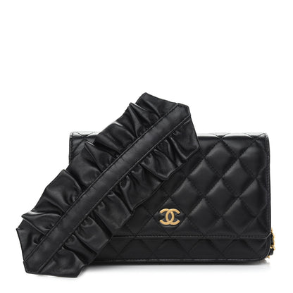 Chanel Lambskin Quilted Romance Wallet on Chain WOC Black 1 of 13