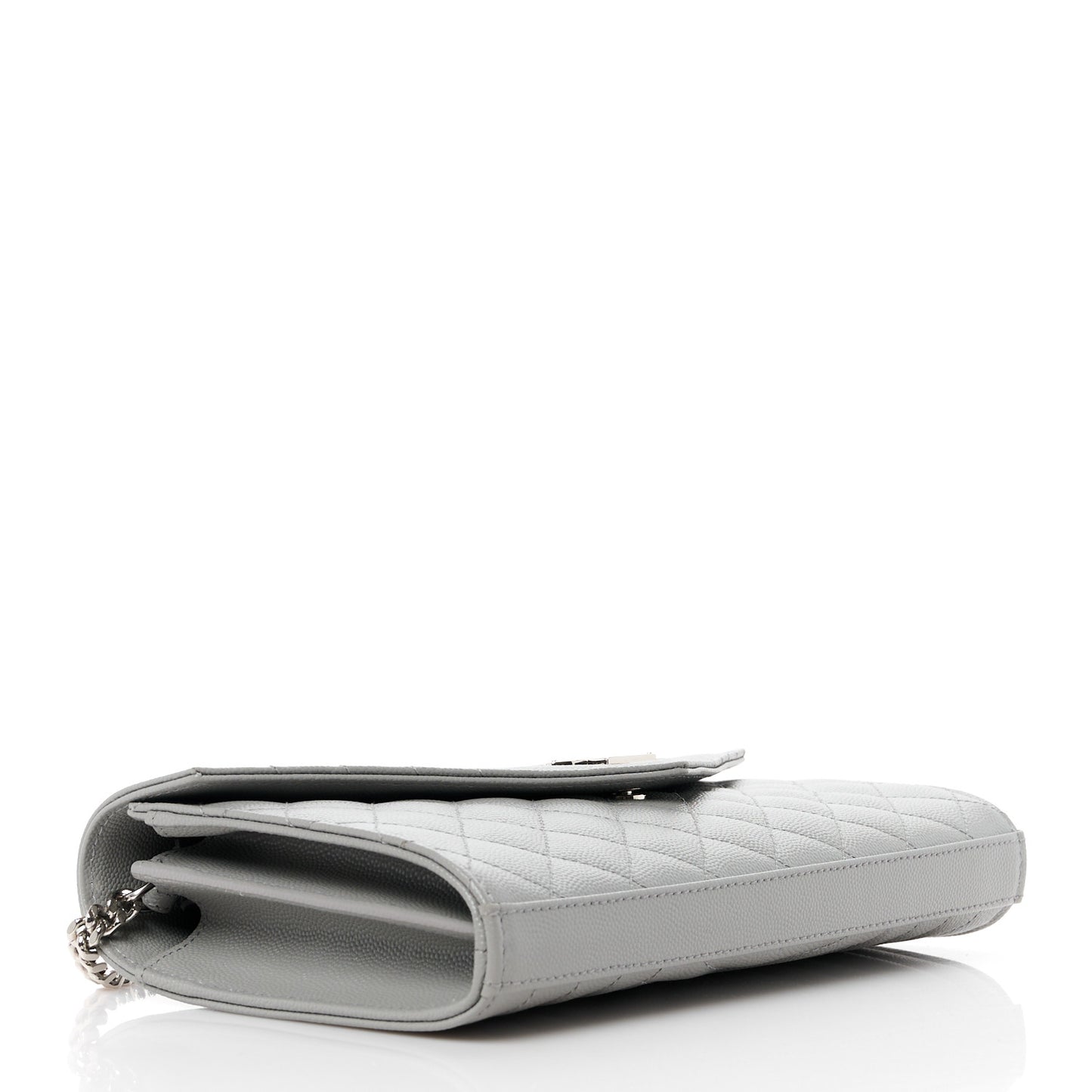 Grain De Poudre Tri-Quilt Monogram Chain Wallet Fog