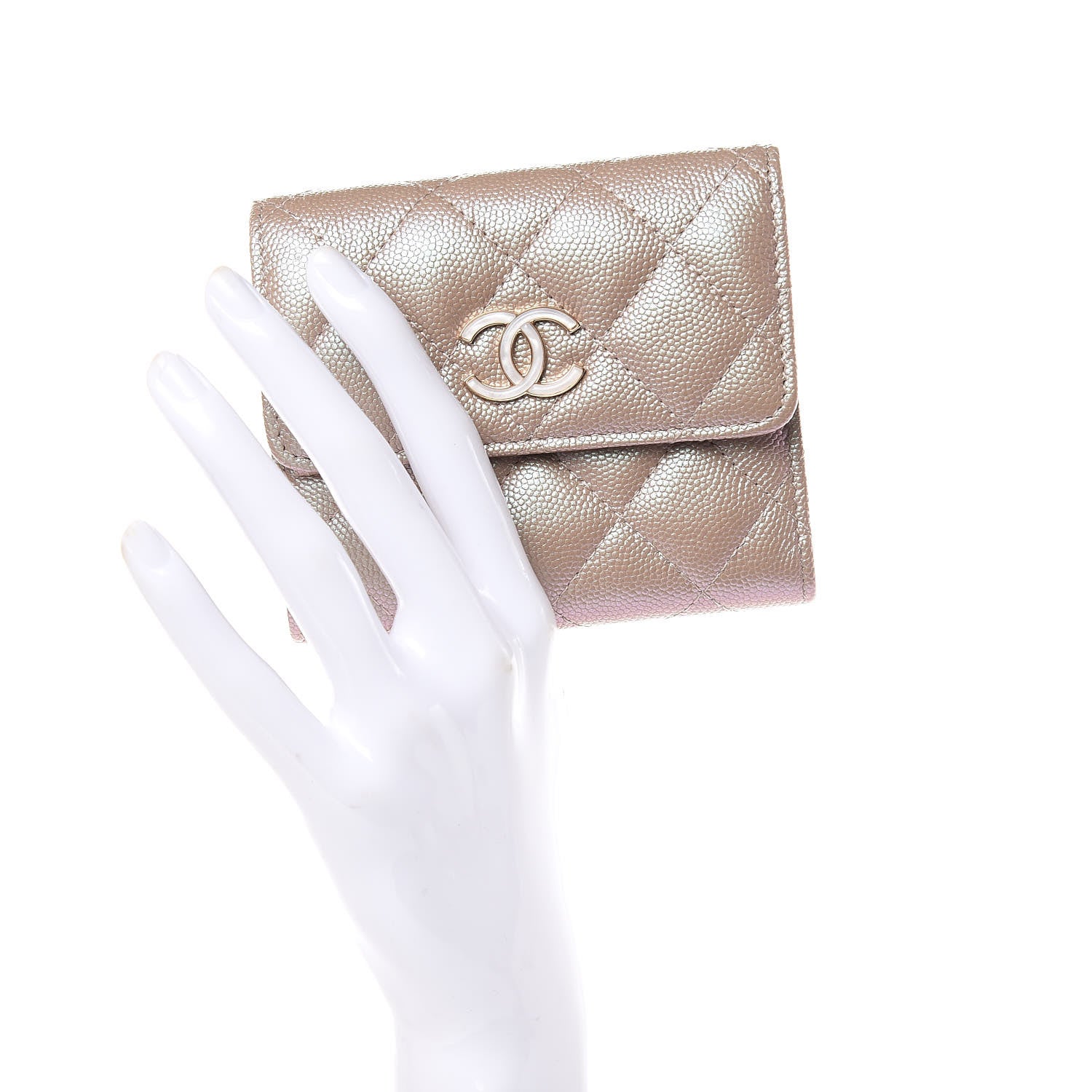 Chanel Iridescent Caviar Quilted Small Flap Wallet Beige 2 of 8