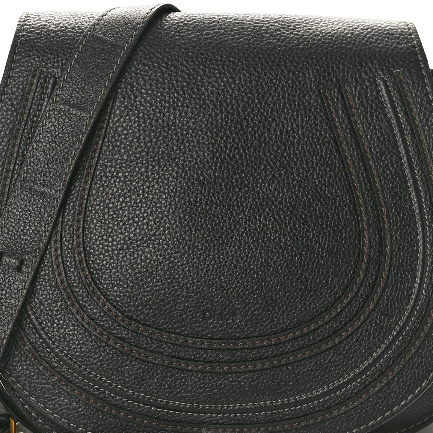 Calfskin Medium Marcie Round Crossbody Bag Black