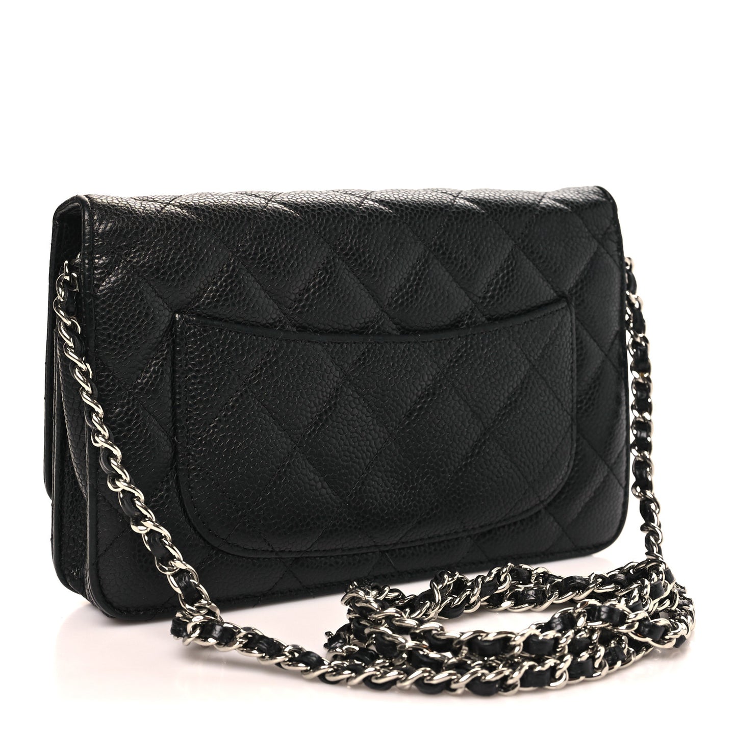 Caviar Quilted Wallet on Chain WOC Black