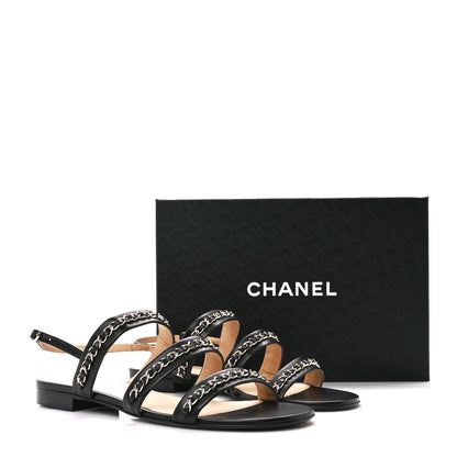 Chanel Lambskin Chain Sandals 41 Black 9 of 9
