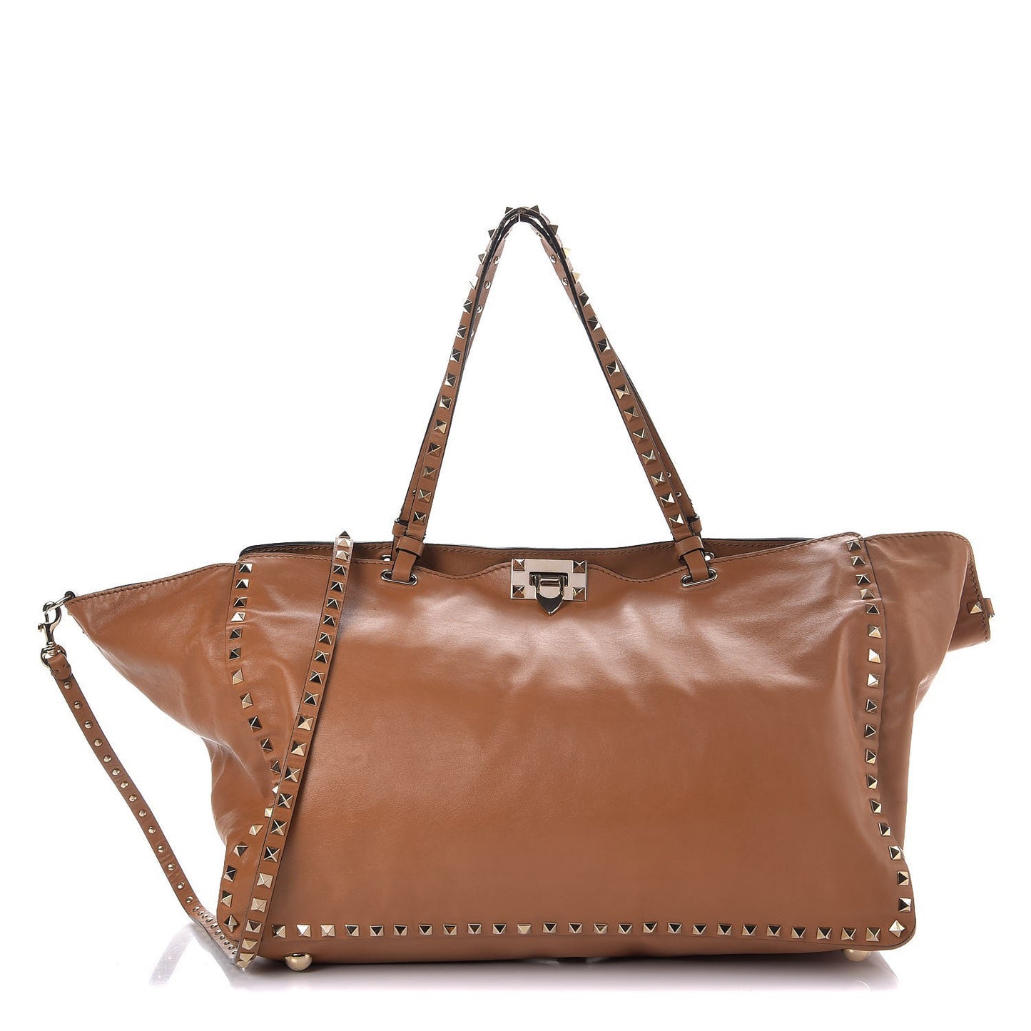 Vitello Large Rockstud Tote Beige