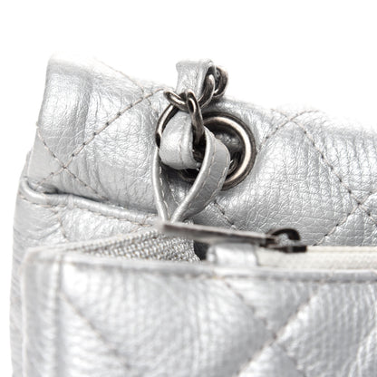 Chanel Metallic Calfskin Quilted XXL Travel Flap Bag Silver 10 of 15