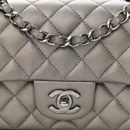 Chanel Metallic Lambskin Quilted Mini Rectangular Flap Ruthenium 8 of 11