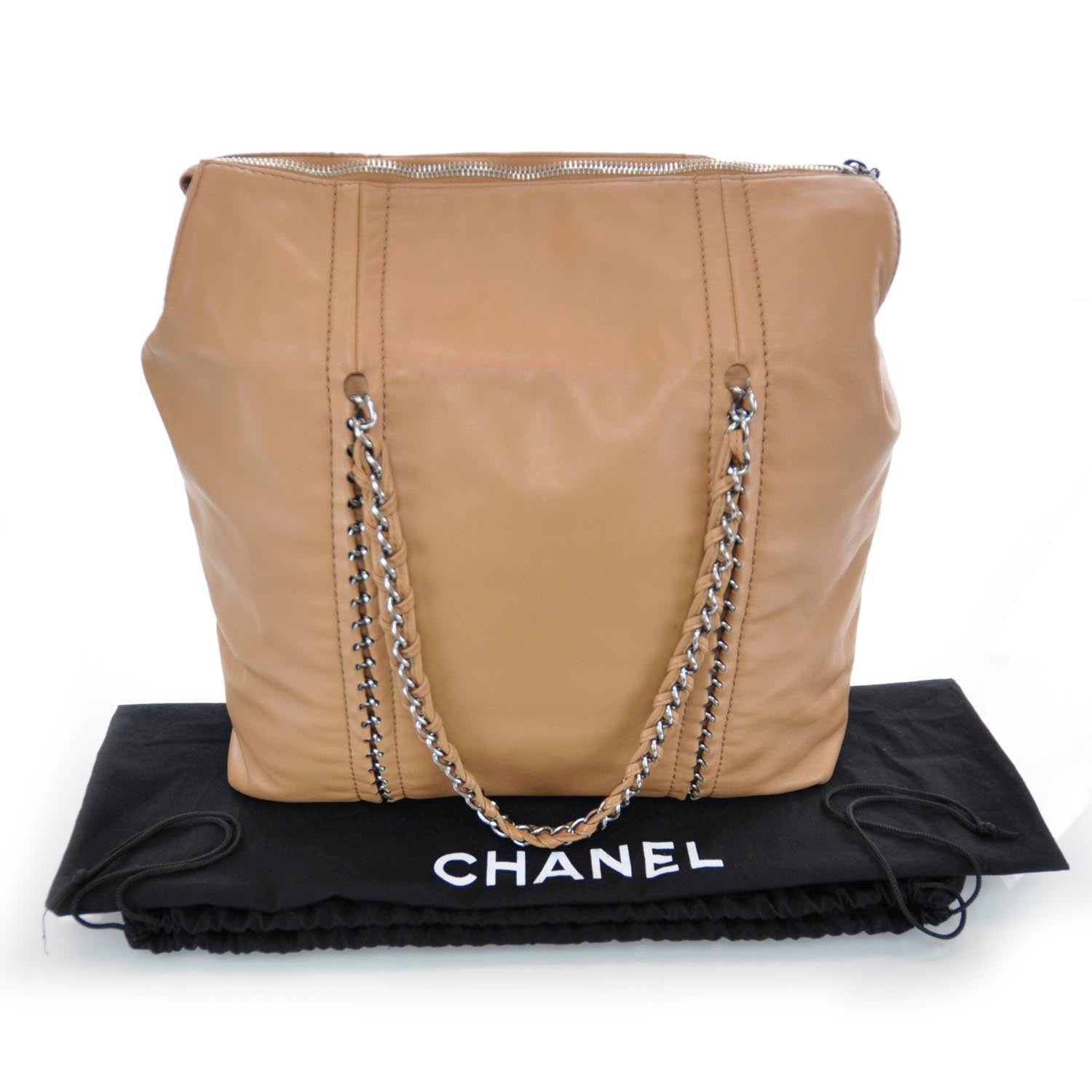 Chanel Calfskin Leather Luxe Ligne Tote Beige 3 of 9