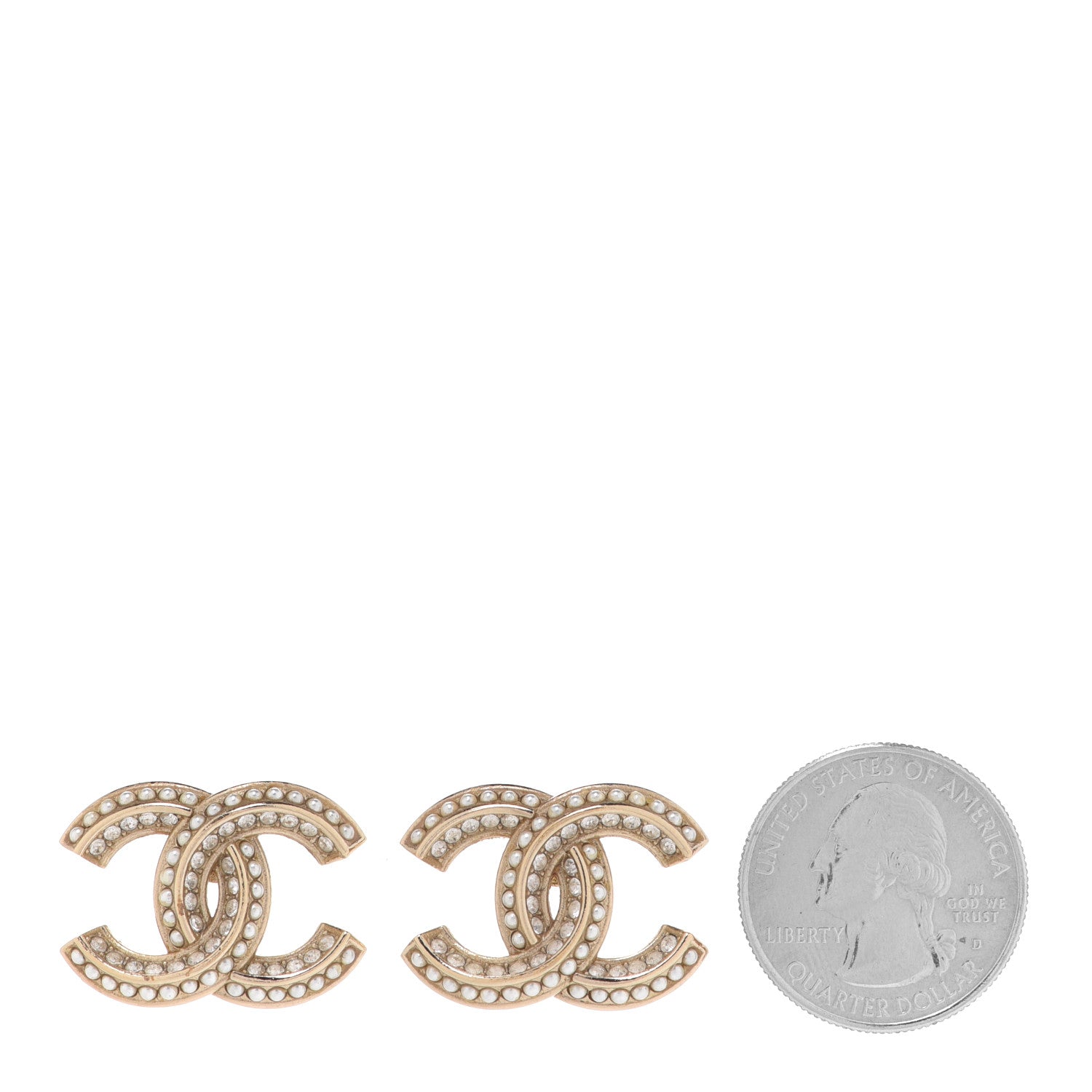 Chanel Crystal Pearl Chain Mania CC Earrings Gold 2 of 5
