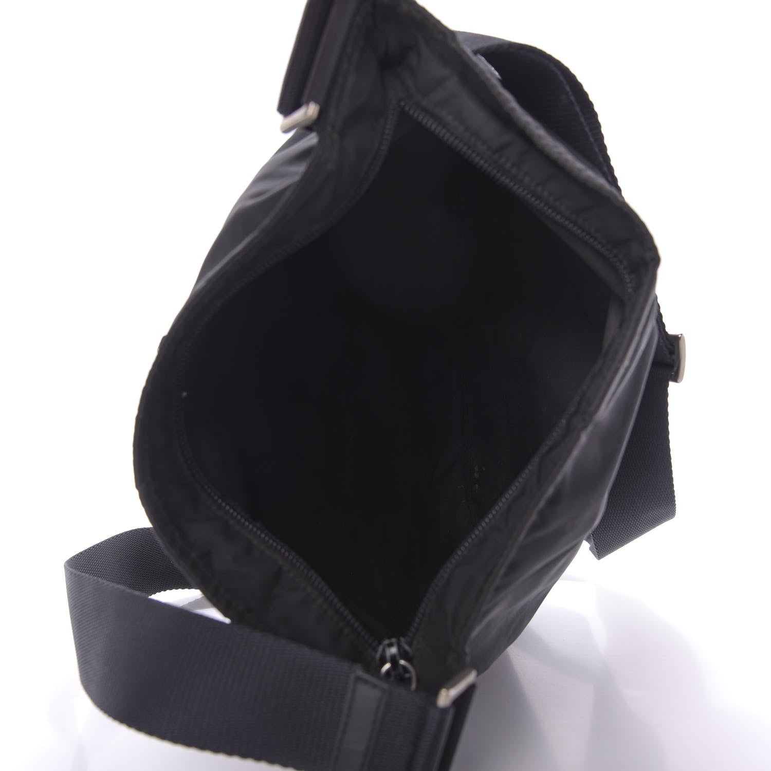 Prada Tessuto Nylon Saffiano Flat Messenger Bag Black 5 of 9