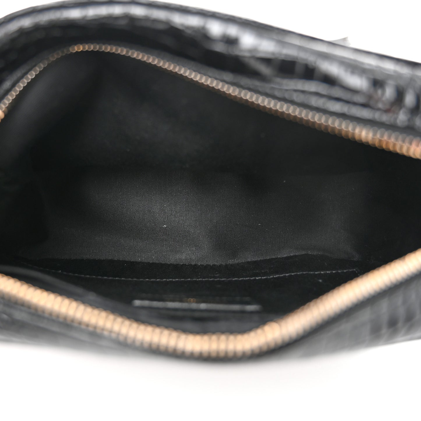 Patent Calfskin Crocodile Embossed Monogram Lou Camera Bag Black