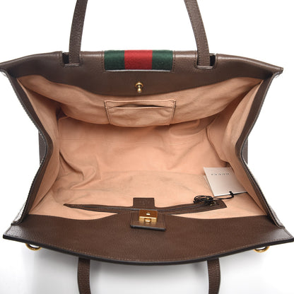 Gucci Textured Calfskin Web Crystal Butterfly Stripe Large Totem Top Handle Bag New Acero 5 of 9