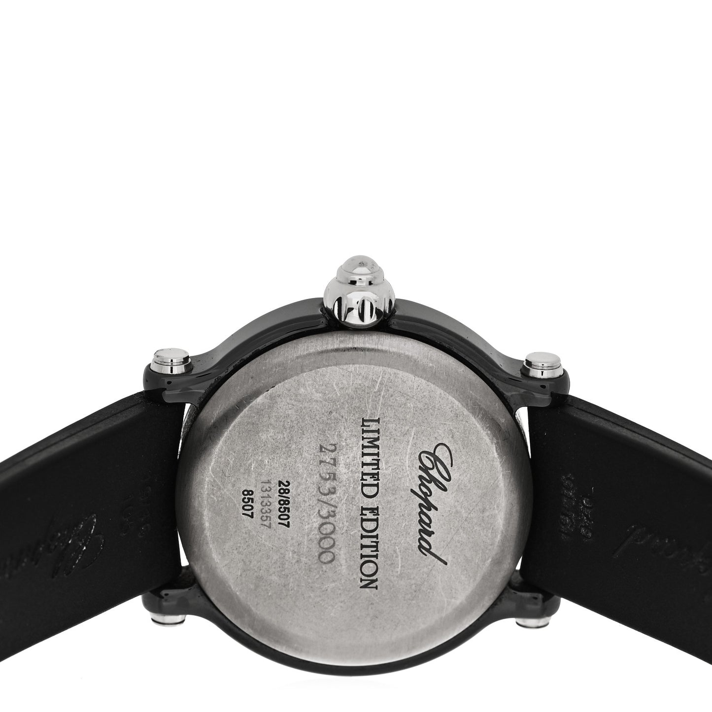 Stainless Steel Ceramic Rubber 3 Diamond 38mm Happy Sport Quartz Watch Black