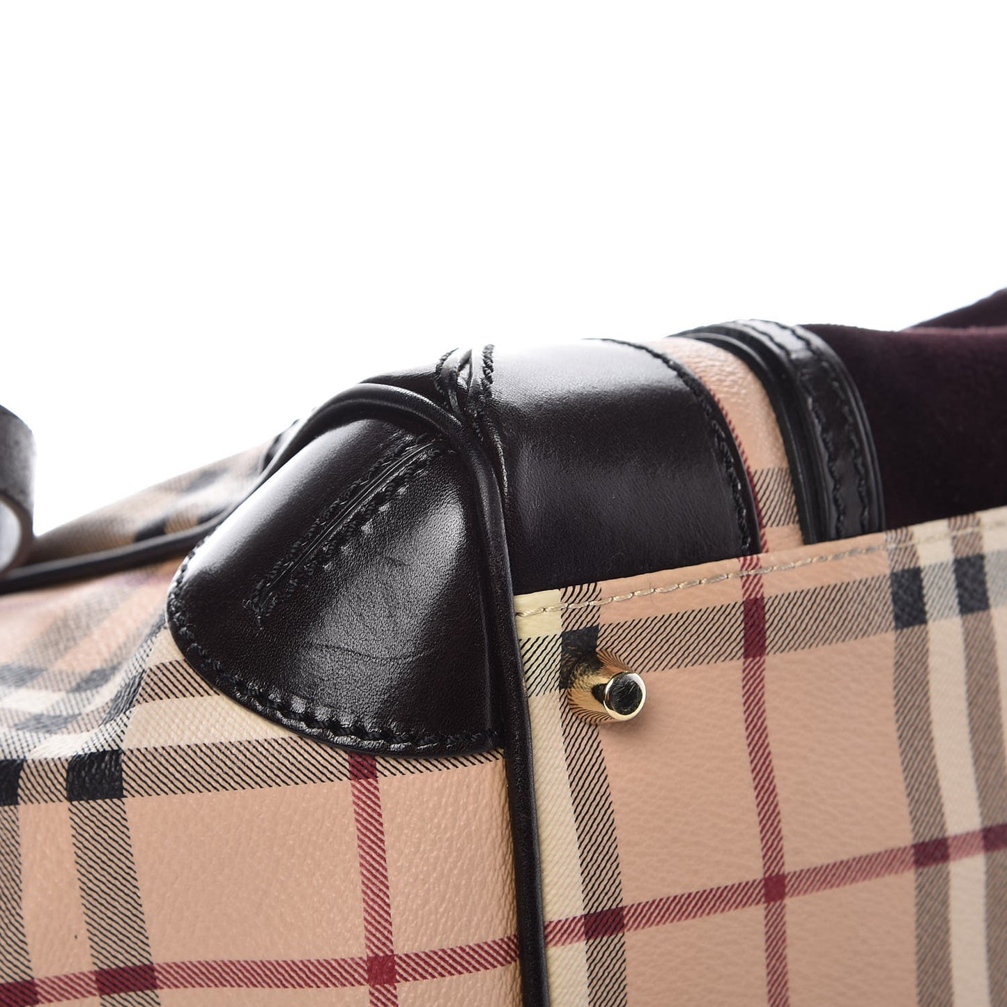 Suede Haymarket Check Colorblock Small Canterbury Tote Plum
