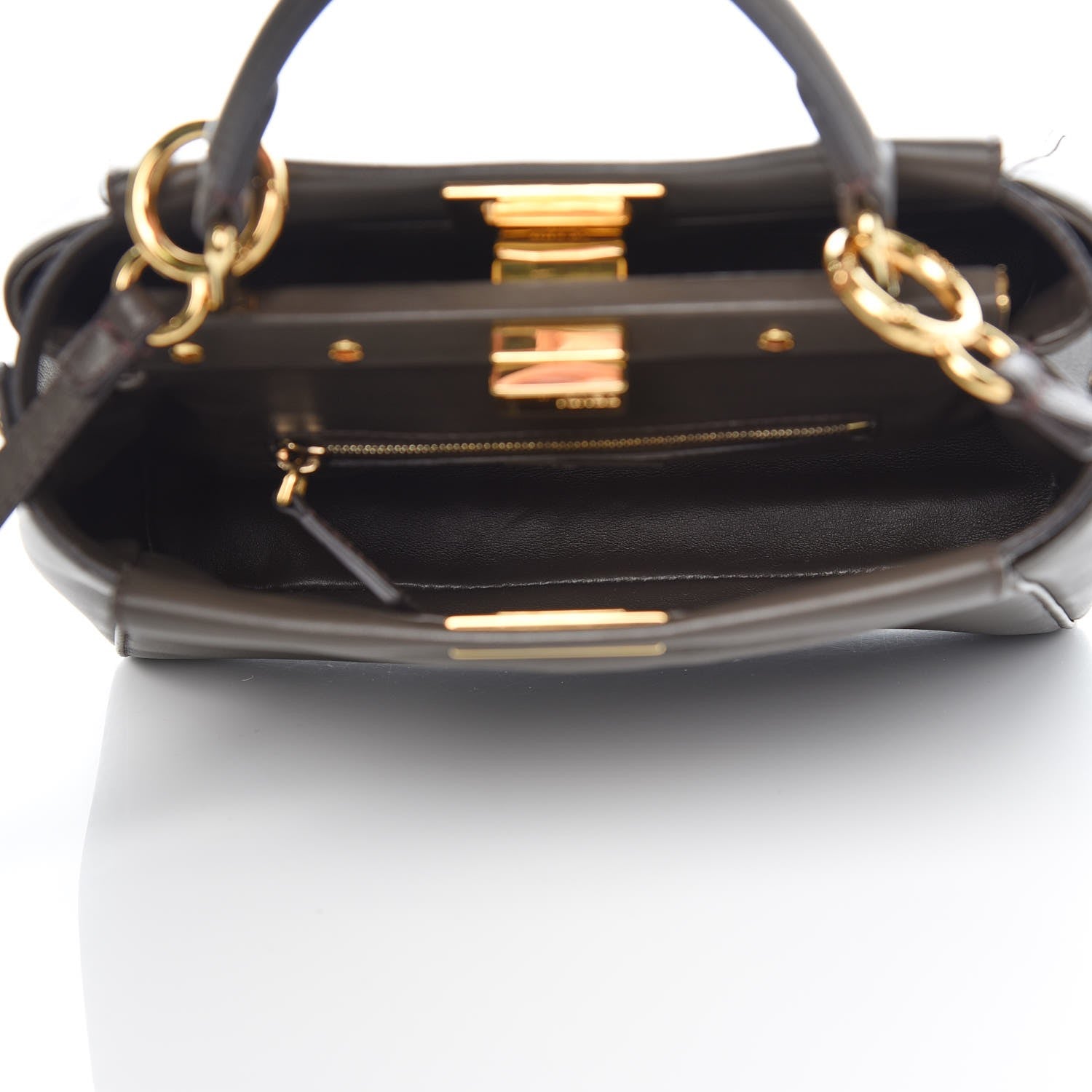 Fendi Nappa Mini Peekaboo Iconic Satchel Carbone 5 of 8