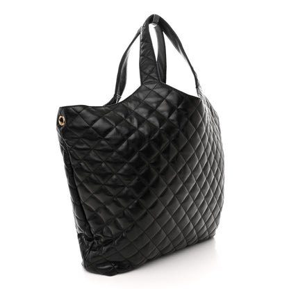 Saint Laurent Lambskin Quilted Maxi Icare Shopping Tote Black 4 of 11