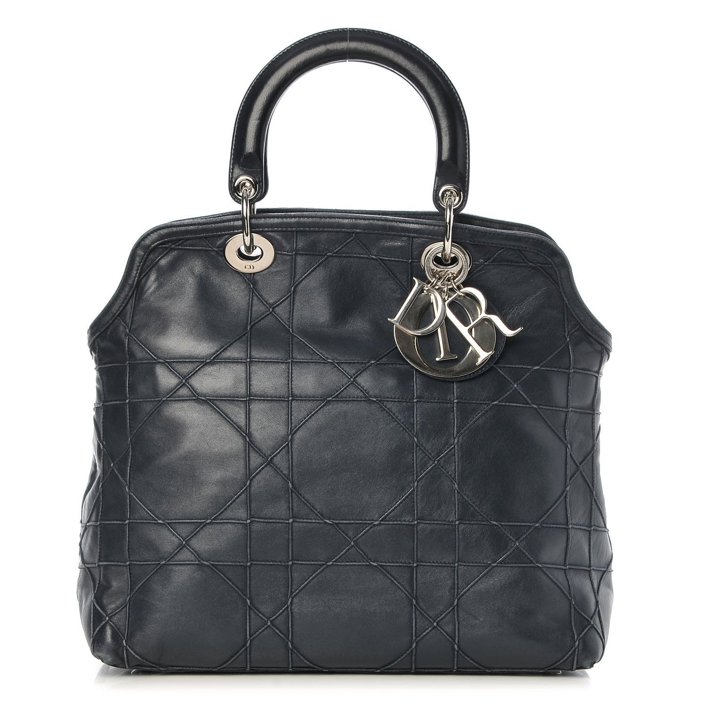 Lambskin Cannage Medium Granville Tote Navy Blue