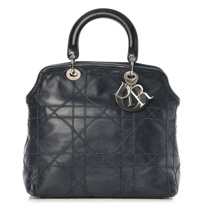 Christian Dior Lambskin Cannage Medium Granville Tote Navy Blue 1 of 13