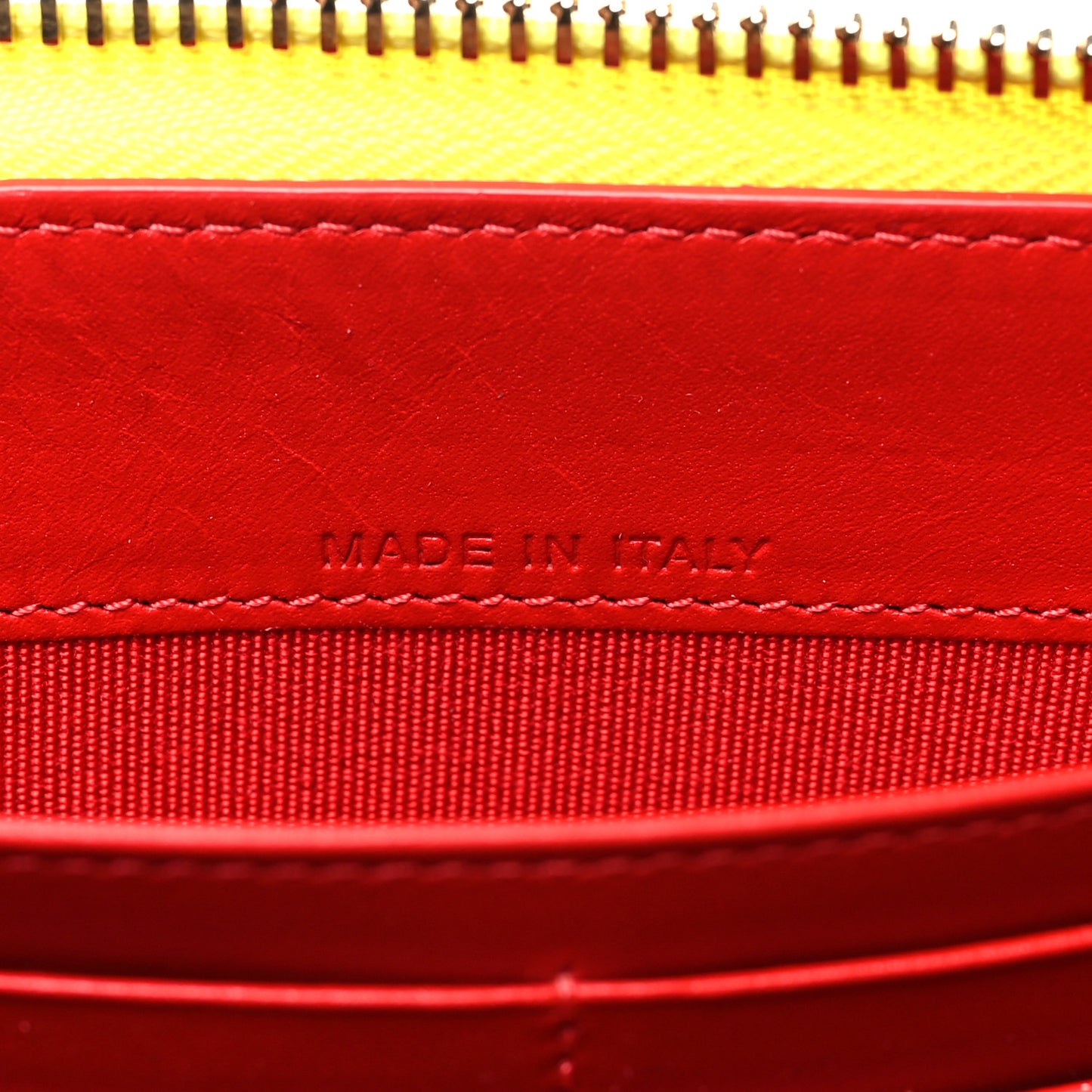 Calfskin Panettone Spiked Zip Around Wallet Yellow