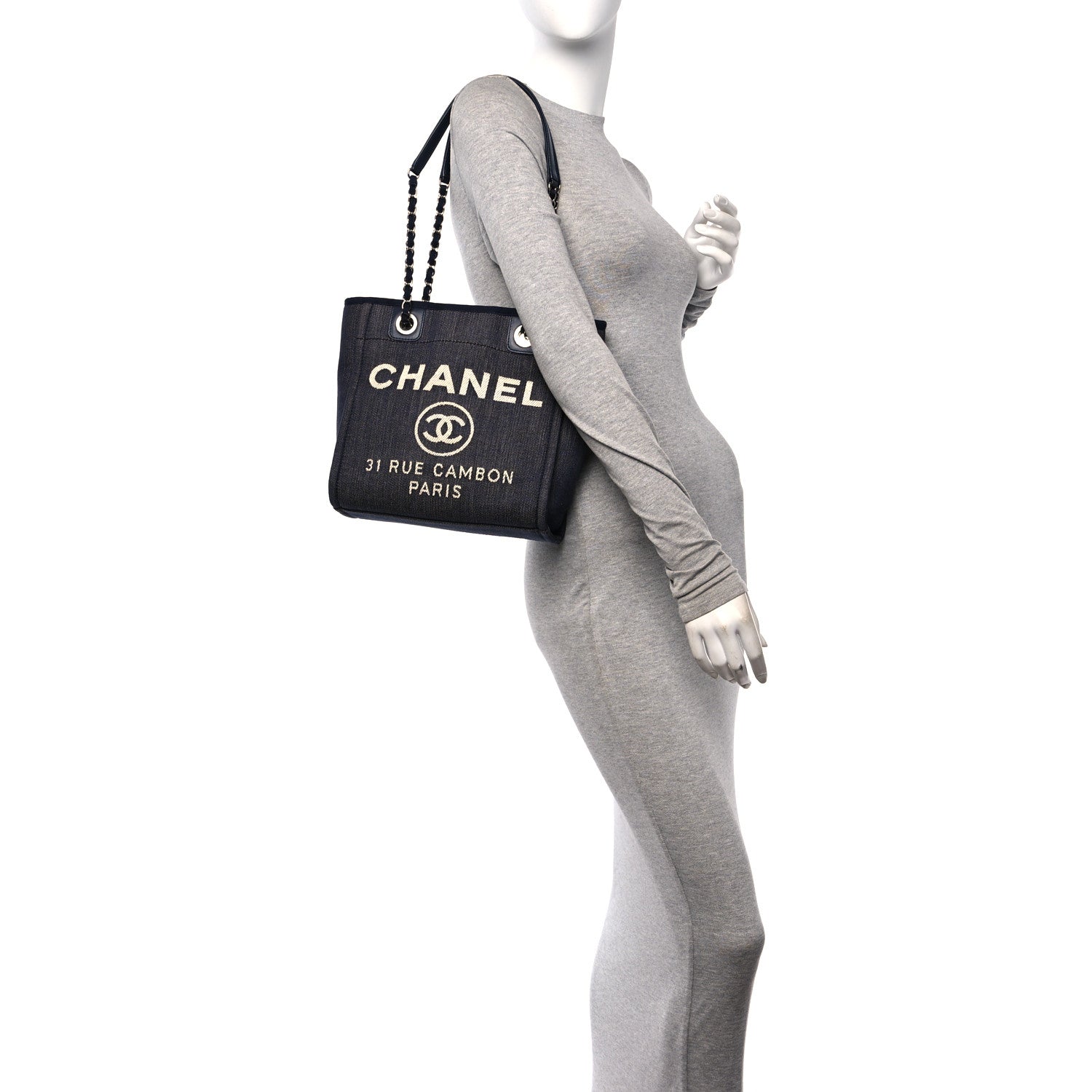 Chanel Denim Mini Deauville Tote Dark Blue 2 of 10