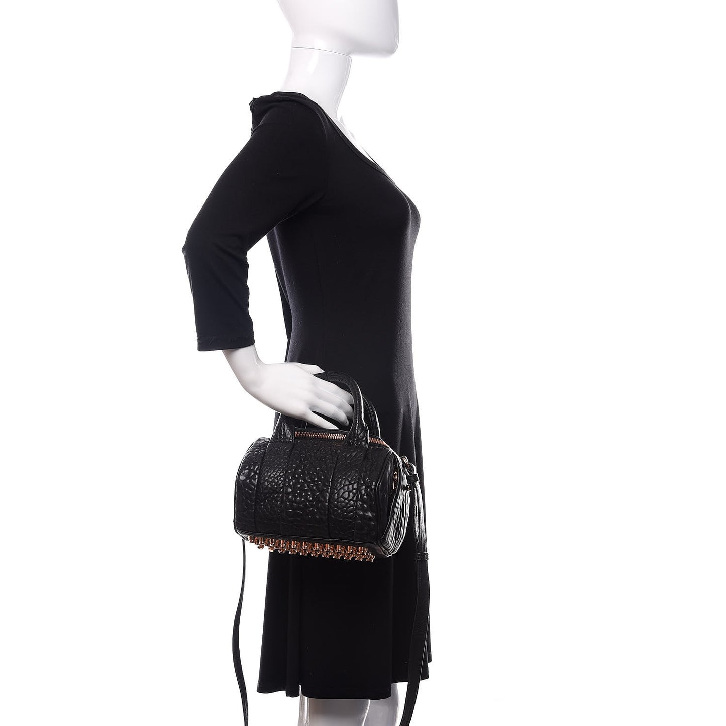 Pebbled Lambskin Mini Rockie Black Rose Gold Hardware