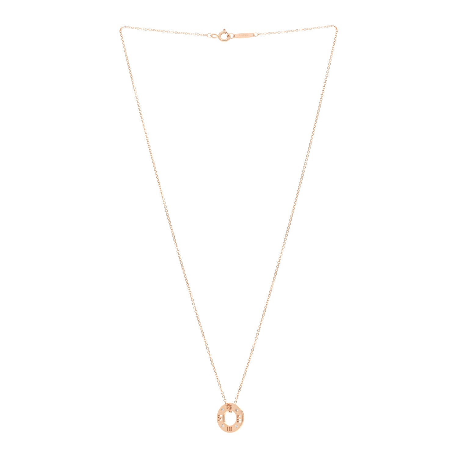 Tiffany 18K Rose Gold Diamond Atlas Pierced Pendant Necklace 3 of 4