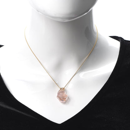 Christian Dior 18K Rose Gold Diamond Rose Quartz Pre Catelan Pendant Necklace 2 of 6