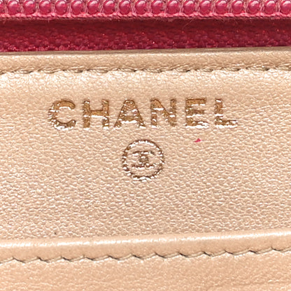Chanel Lambskin Camellia Embossed Large Gusset Zip Around Wallet Fuchsia 6 of 13