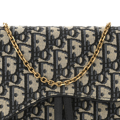 Christian Dior Oblique Saddle Chain Pouch Blue 8 of 12