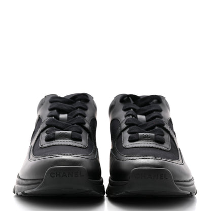 Chanel Lambskin Fabric CC Sneakers 36.5 Black 2 of 9