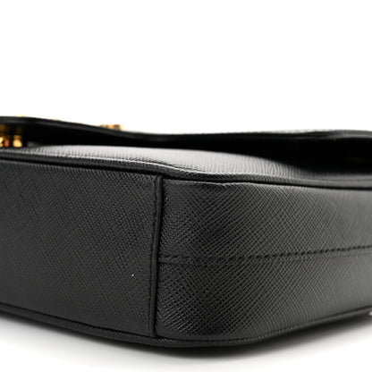 Prada Saffiano Flap Shoulder Bag Black 6 of 10