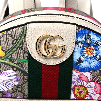 Gucci GG Supreme Monogram Flora Web Small Ophidia Day Backpack White 12 of 13