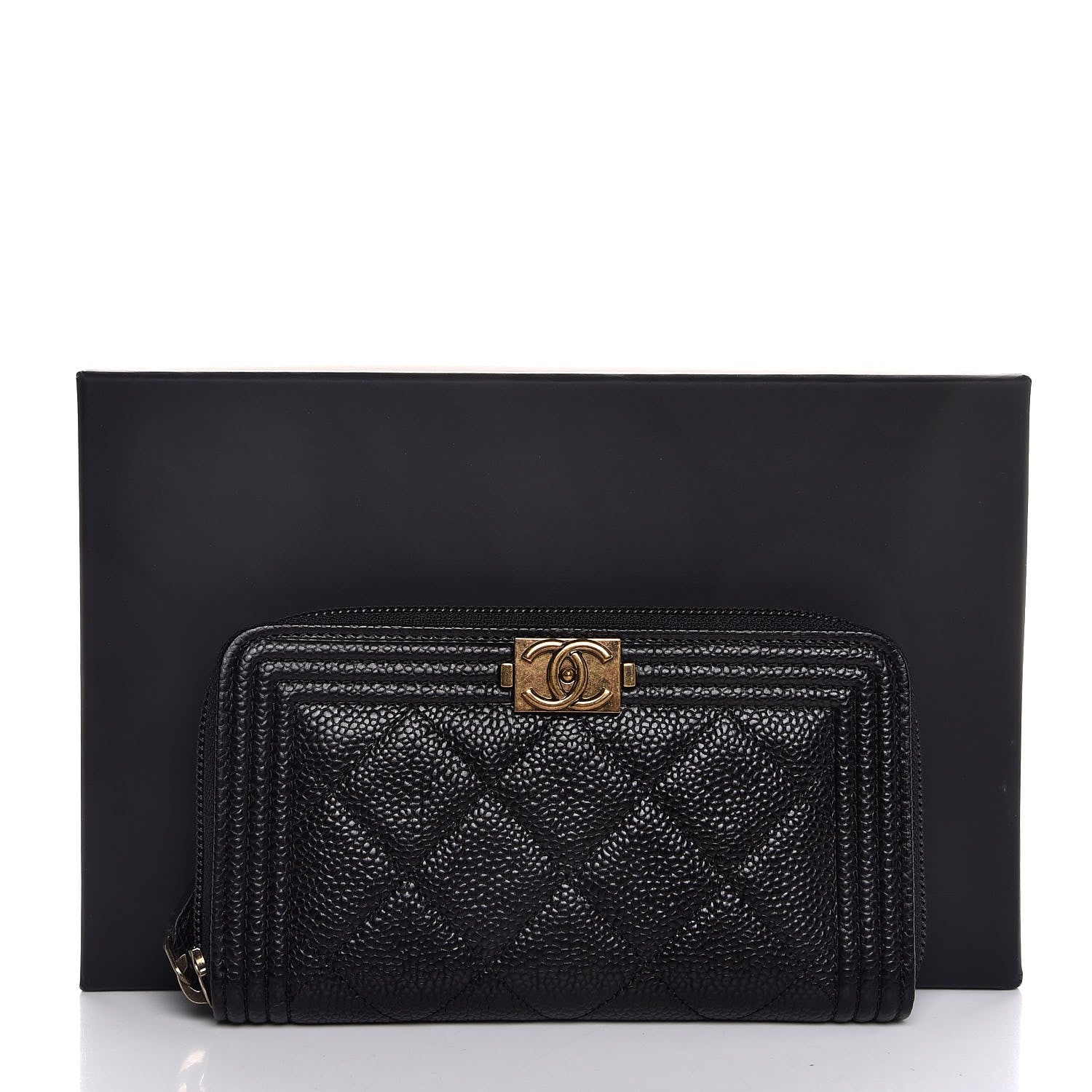 Chanel Caviar Quilted Small Boy Zip Around Wallet Black 9 of 9