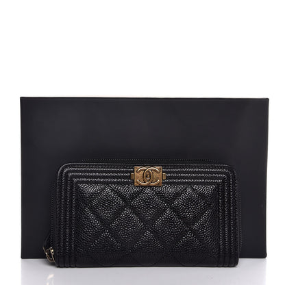 Chanel Caviar Quilted Small Boy Zip Around Wallet Black 9 of 9
