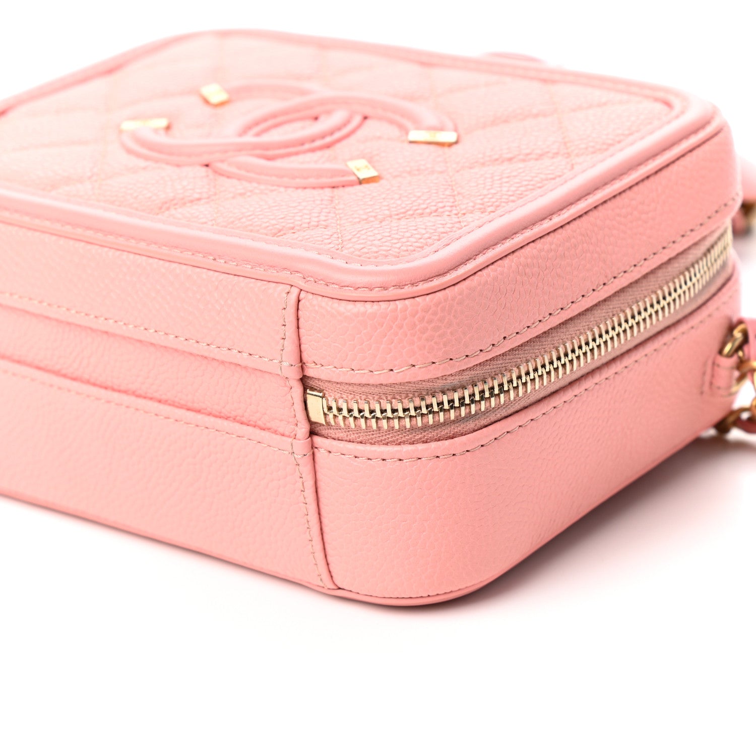 Chanel Caviar Quilted Small CC Filigree Vanity Case Rose Pink 9 of 10