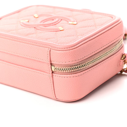 Chanel Caviar Quilted Small CC Filigree Vanity Case Rose Pink 9 of 10