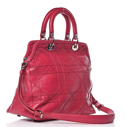 Christian Dior Lambskin Cannage Medium Granville Tote Fuchsia 3 of 17