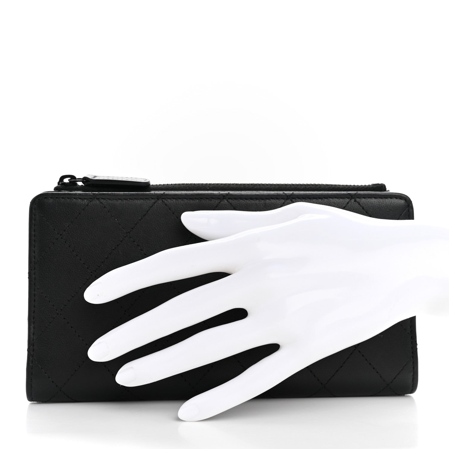 Chanel Grained Calfskin Quilted Long Zipped Wallet So Black 2 of 8