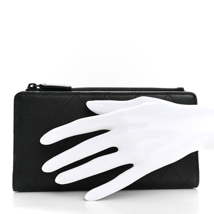 Chanel Grained Calfskin Quilted Long Zipped Wallet So Black 2 of 8