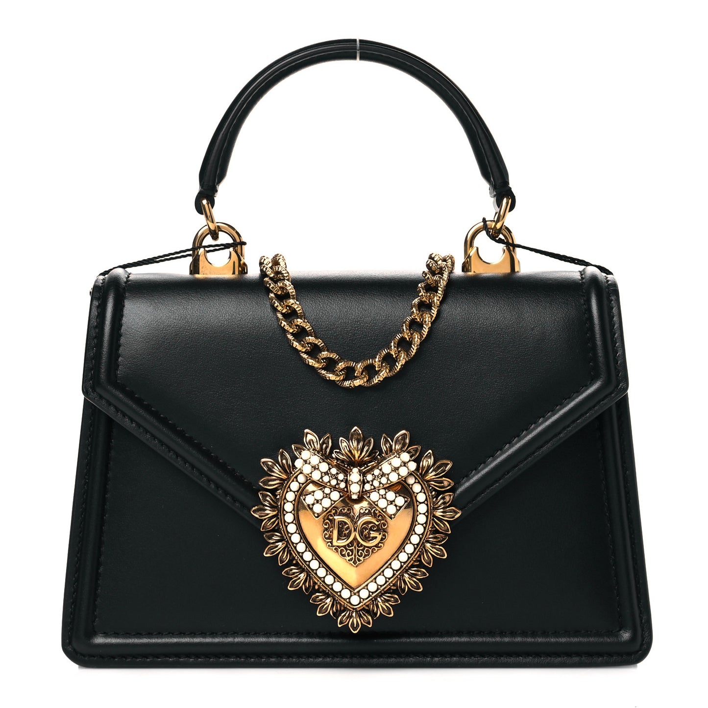 Smooth Calfskin Small Devotion Envelope Top Handle Bag Black