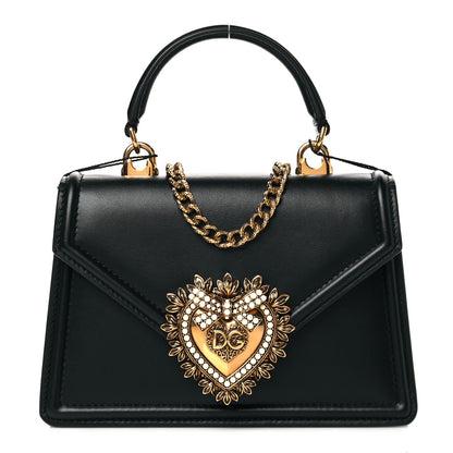 Dolce & Gabbana Smooth Calfskin Small Devotion Envelope Top Handle Bag Black 1 of 9