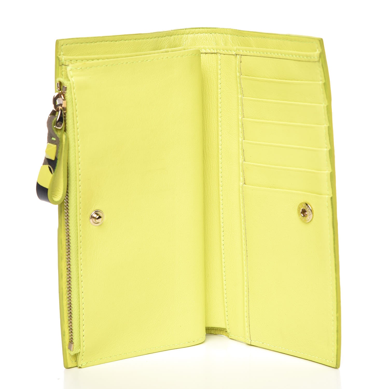 Valentino Garavani Nappa Canvas Camouflage Rockstud Continental Wallet Yellow 5 of 14
