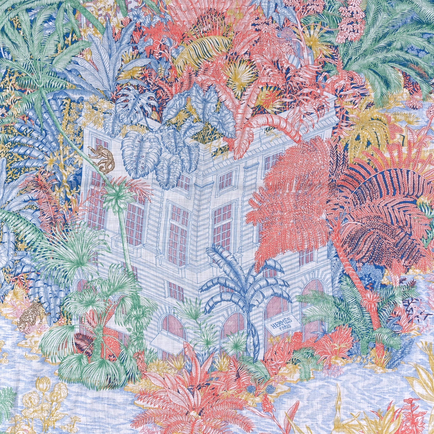 Hermes Cashmere Silk Faubourg Tropical Shawl 140 Gris Chine Rose 2 of 3