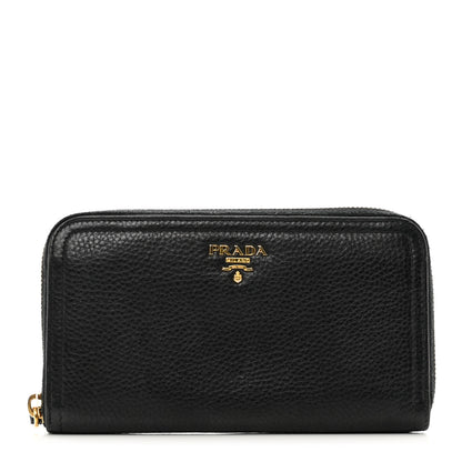 Prada Vitello Daino Zip Around Wallet Black 1 of 8