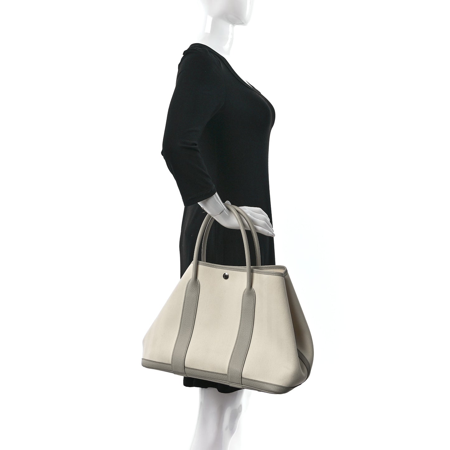 Chevron Herringbone Toile Negonda Garden Party 36 PM Tote Nata Beton