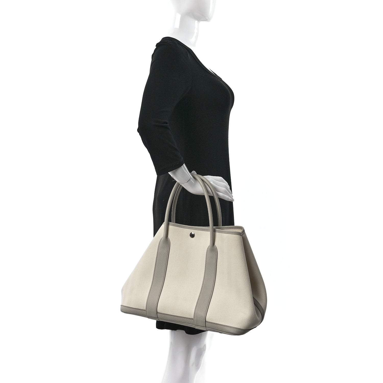 Hermes Chevron Herringbone Toile Negonda Garden Party 36 PM Tote Nata Beton 2 of 13